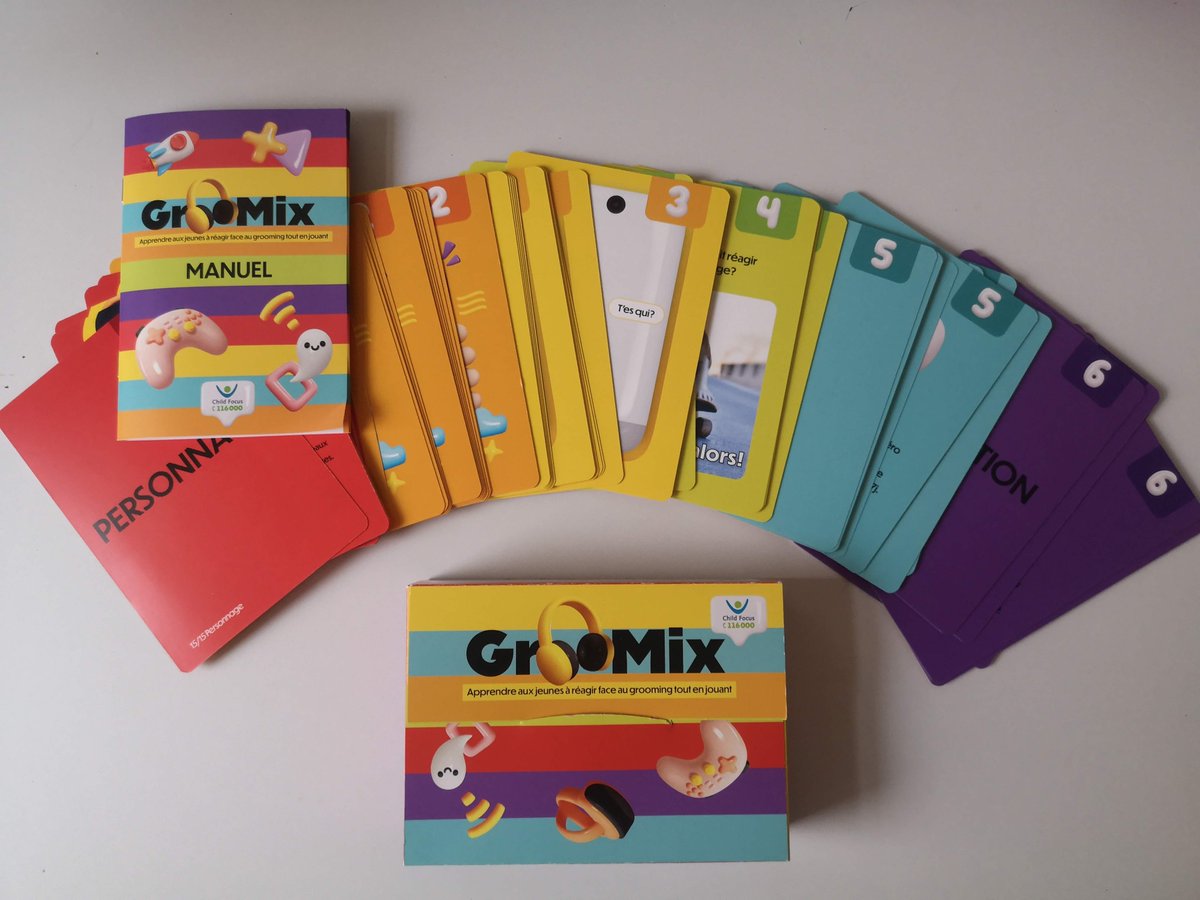 ChildFocusFR's tweet image. Découvrez notre nouveau jeu de prévention gratuit pour professionnels: GrooMix! Ce jeu a pour objectif de sensibiliser les enfants &amp;amp; les jeunes sur le sujet du #grooming. Plus d’infos &amp;amp; commandes : childfocus.be/fr-be/Presse/P… #clicksafe #esafety #prevention