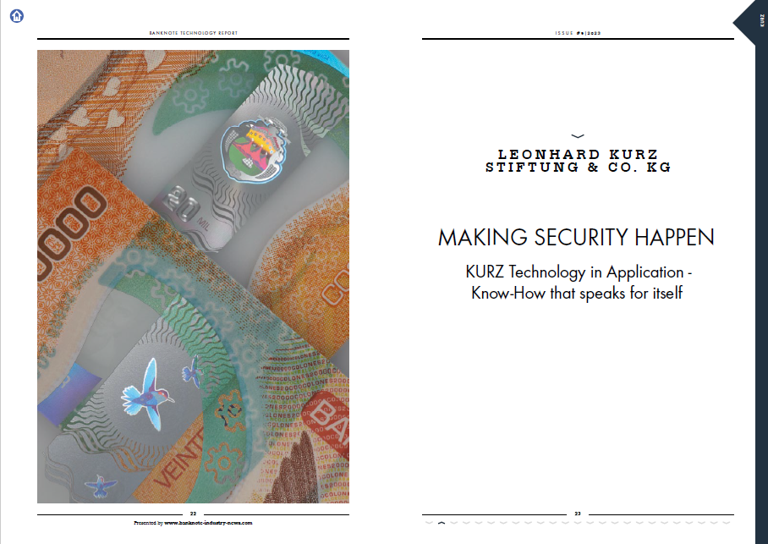 LEONHARD_KURZ's tweet photo. Read the Banknote Technology Report (BTR) #9 and find out what makes KURZ Technology the essential element for banknote security.
https://t.co/cg3Jwpw8pX
#banknotes #banknotesecurity #centralbanks #KINEGRAM #KURZTechnology #BTR https://t.co/zzf2S5fPhS