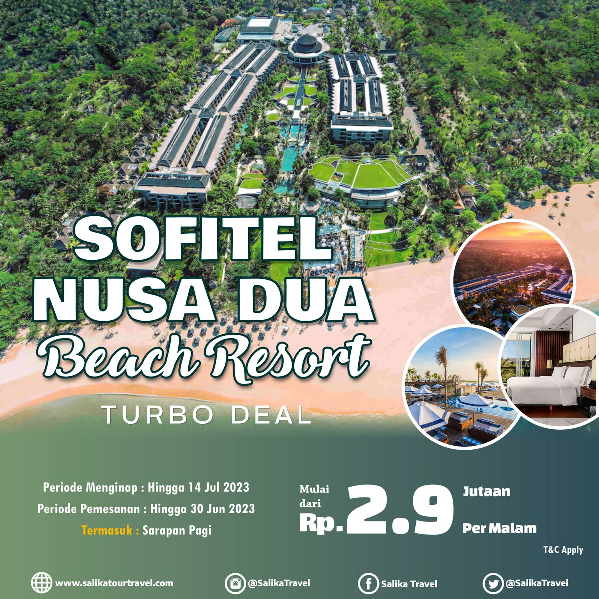Sofitel Bali Nusa Dua Beach Resort berjarak 13 km dari Bandara Internasional Ngurah Rai & 5 km dari Tanjung Benoa Watersport

Info selengkapnya klik
bit.ly/SLKSofitelNusa…

atau bisa menghubungi wa.me/6281803863912

T&C Apply
#SalikaTravel
#HotelOffer
#HotelPromo
#HotelBali