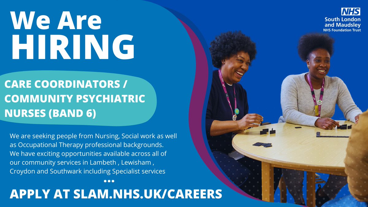 We're looking for enthusiastic individuals to support our service users with complex #mentalhealth difficulties across our community services - #Lambeth, #Lewisham, #Croydon and #Southwark, including Specialist services. Apply here ➡ ow.ly/tTWj50OxPYo