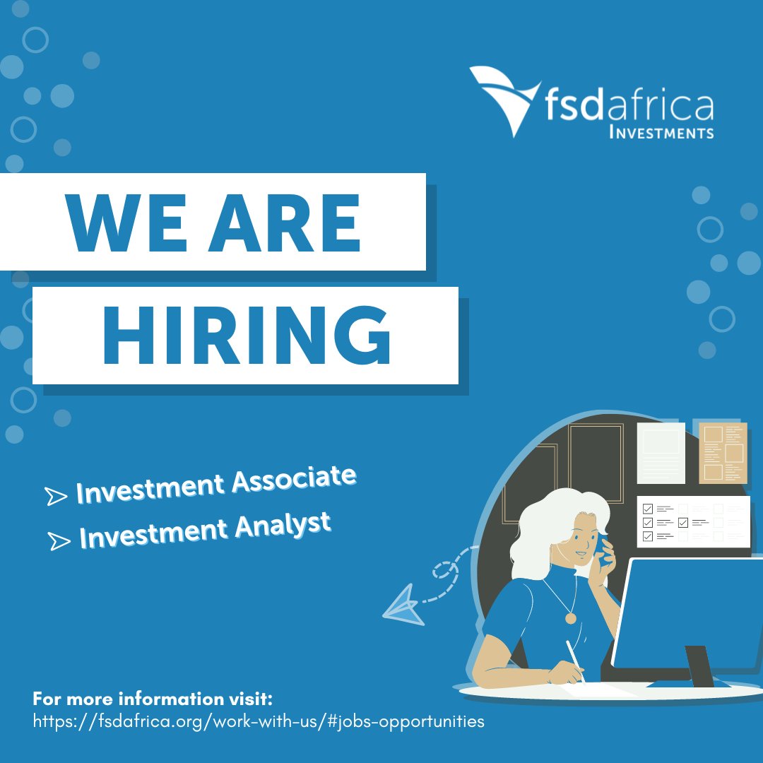 AngellahKhamala's tweet photo. Do you want to be part of the @FSDAfrica Investments (FSDAi) team? If you drive for results, have the technical ability to inform deal executions and want to meaningfully impact #FinancialMarkets, apply here now: https://t.co/AkhDIJZtez https://t.co/vMXeRn6dNT