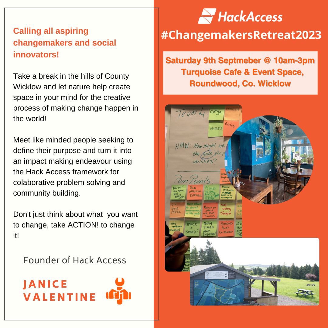I’m excited to share this new event blending immersion in nature with immersion in the <a href="/HackAccessDub/">#HackAccess</a> way of bringing people together to create an inclusive society. Join me on Saturday 9th September for an interactive learning experience in Co Wicklow! eventbrite.ie/e/the-hack-acc…