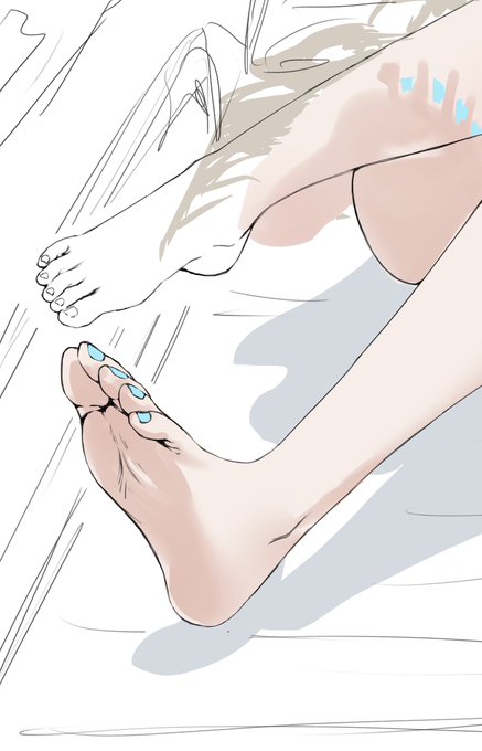 足描く時と髪の毛描いてる時が楽しい 