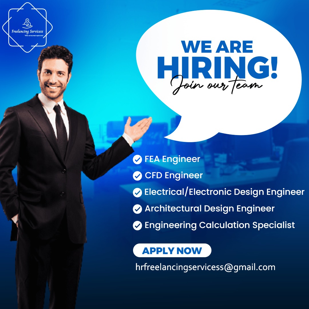 Freelancin6844's tweet image. Join our Winning Team: Now Hiring Exceptional Talent!
Our Website: freelancingservicess.com
#Cloud_Engineer #Blockchain_Developer #Backend_Developer #Frontend_Developer FEA Engineer
#CFD_Engineer #Electrical/Electronic_Design_Engineer #Architectural_Design_Engineer
