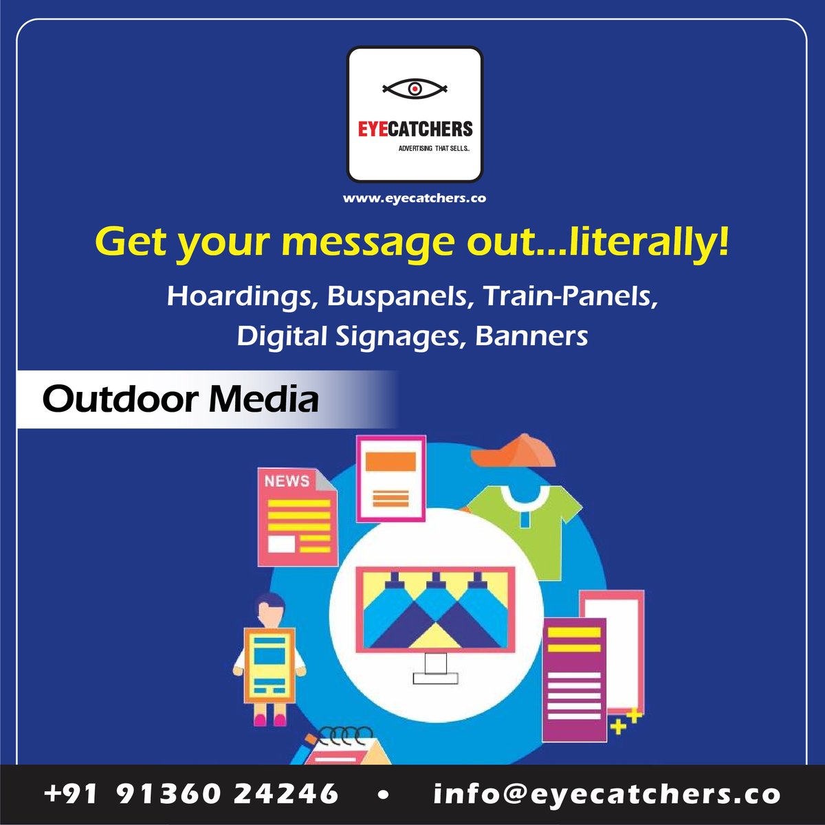 Get Your Message Out... Literally with #Eyecatchers - #Advertising that sells
Bespoke End-to-End Outdoor Communication Solutions.

#Eyecatchers #Branding #Creative #DigitalMarketing #ContentMarketing #Careerindigital #Marketingtips #digitalmarketingfacts #digitalmarketinghacks