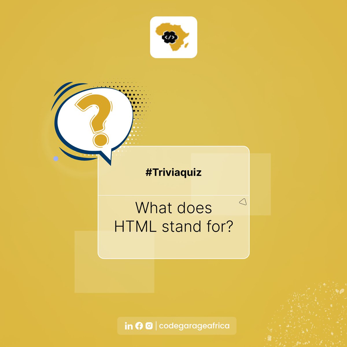 Leave your answers as comments. 
Happy Friday!

#triviaquiz #tgif #codegarageafrica