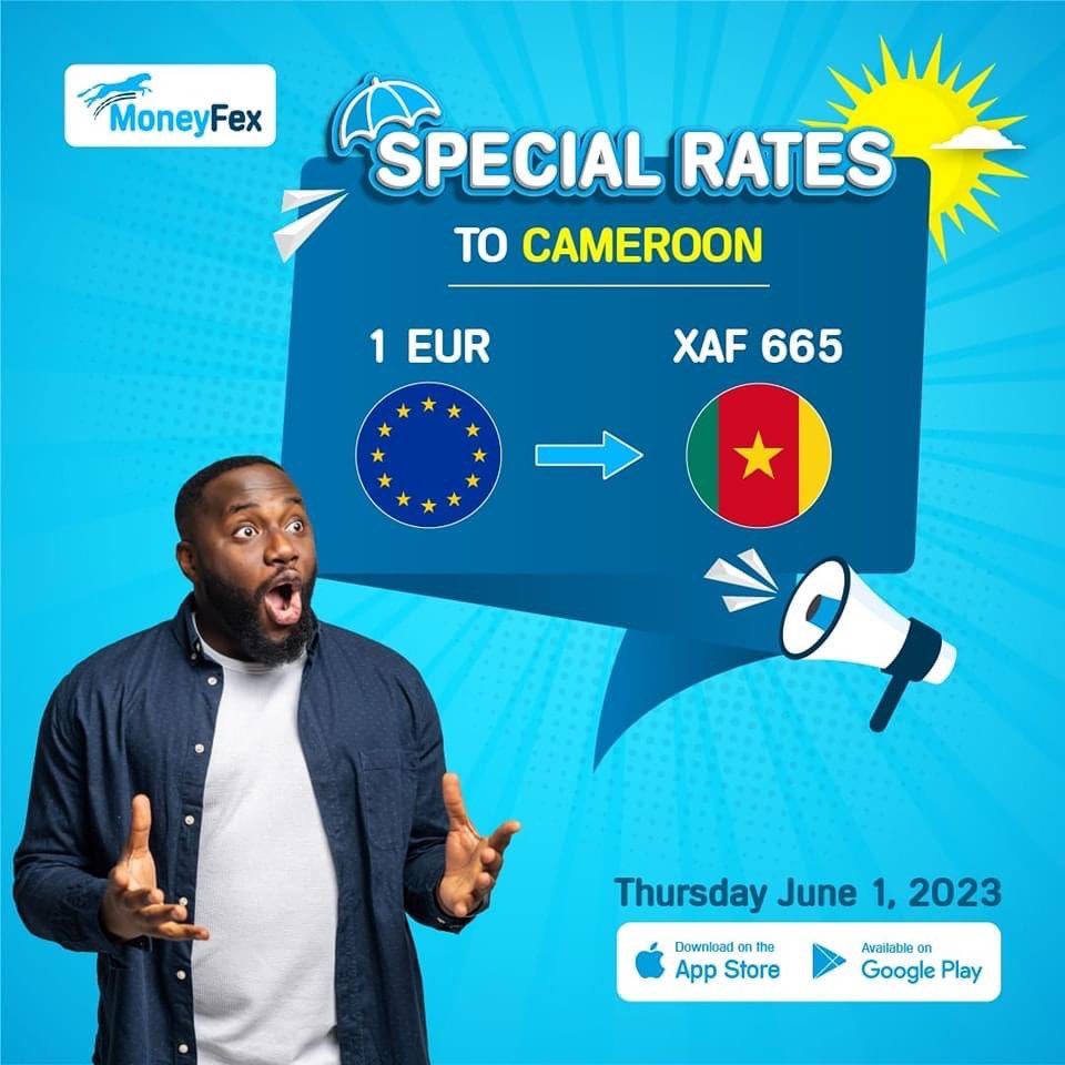 SEND MONEY TO CAMEROON TODAY. 
SEE OUR EXCHANGE RATES! 😮🙆🏾‍♀️
Only with #MoneyFex 👌🏾
#ReceiveSense #IntentionalLiving