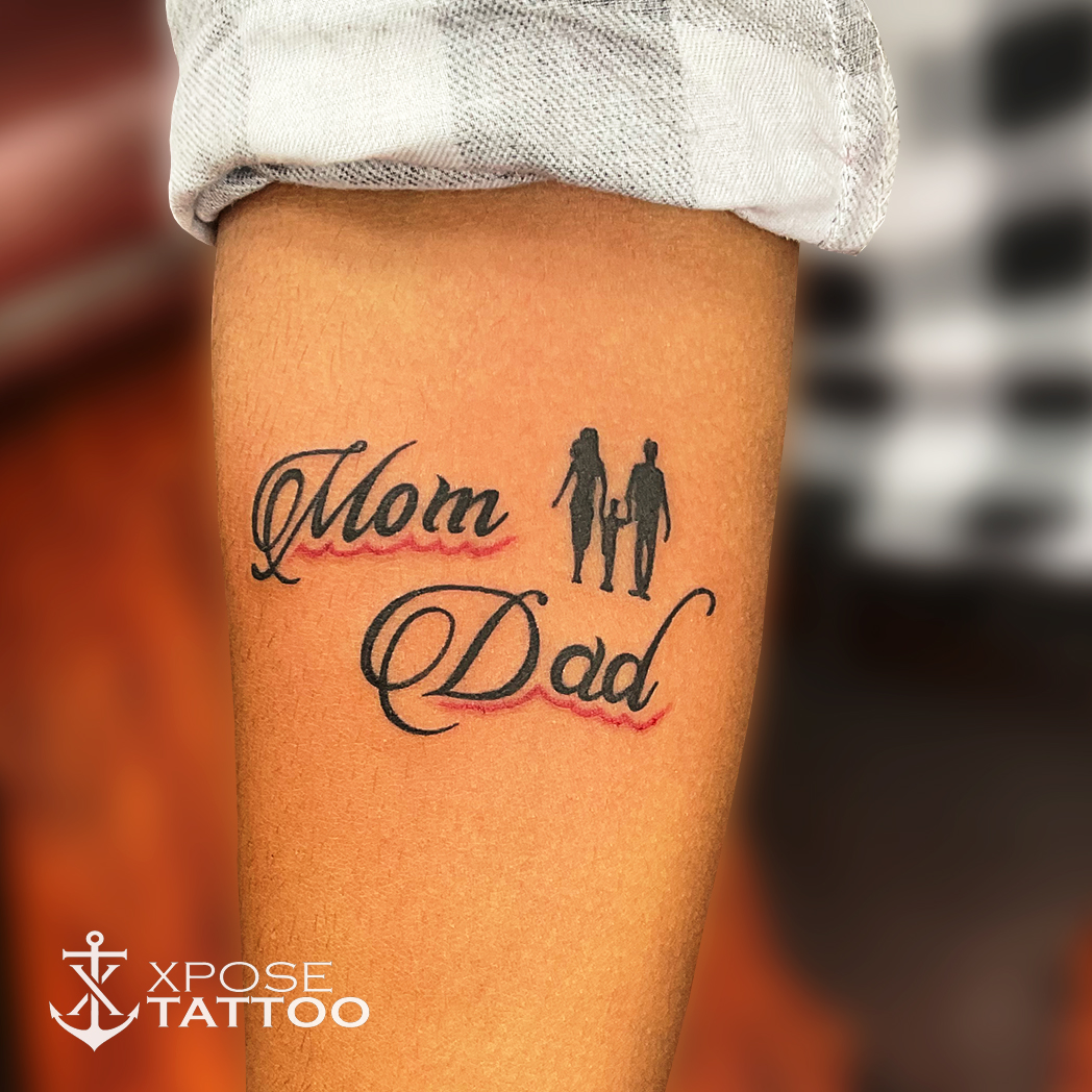 Mom Dad Tattoo Done By XPOSE TATTOOS JAIPUR Contact - 7568000888 . . #tattoo  #art #tattooartist #tattooink #tattooart #momdadtattoo #, image size:1048x1048
