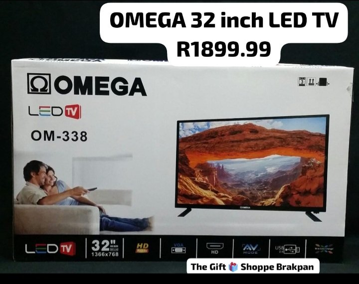*OMEGA 32 INCH LED TV R1899.99*

#ledtv #tvs #TheGiftShoppeBrakpan #brakpan #smarttv #hdmi

 For all your TV's, Smart TV and accessories, TV wall Mount brackets, cables, home theatres, sound systems and home decor visit our store at 516 VOORTREKKER ROAD, Brakpan or shop online