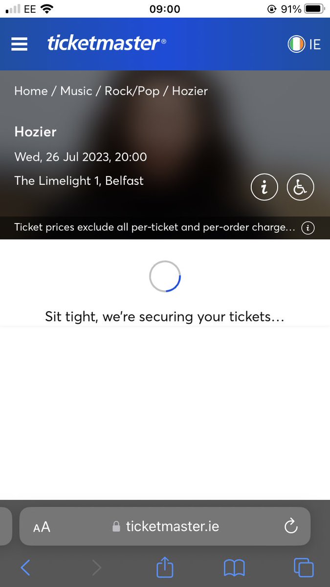 @TicketmasterUK @recordstore i was on ticketmaster for @Hozier belfast from 9am and it said they were already sold out 😭😭