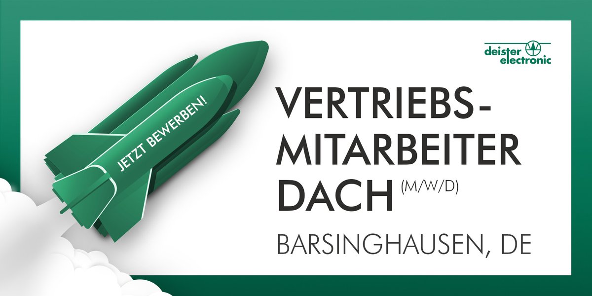 Gesucht: Vertriebsmitarbeiter DACH (m/w/d)

Wann? Nächstmöglich
Wo? DACH

Sie gewinnen nicht nur gerne neue #Kunden und Business #Partner, sondern repräsentieren auch zu jeder Zeit unser Unternehmen professionell im Markt

Jetzt bewerben!
deister.com/de/unternehmen…