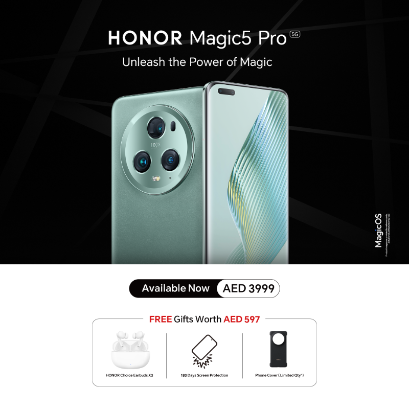 Honorarabia's tweet photo. Capture Brilliance, Power Up Endurance: The all-new #HONORMagic5Pro where advanced camera meets unrivaled battery life!
Buy #HONORMagic5Pro now for AED 3999 & FREE gifts worth AED 597. ✨
#UnleashThePowerofMagic #FalconCapture #MagicMomentsAE #HONORMagicMoments