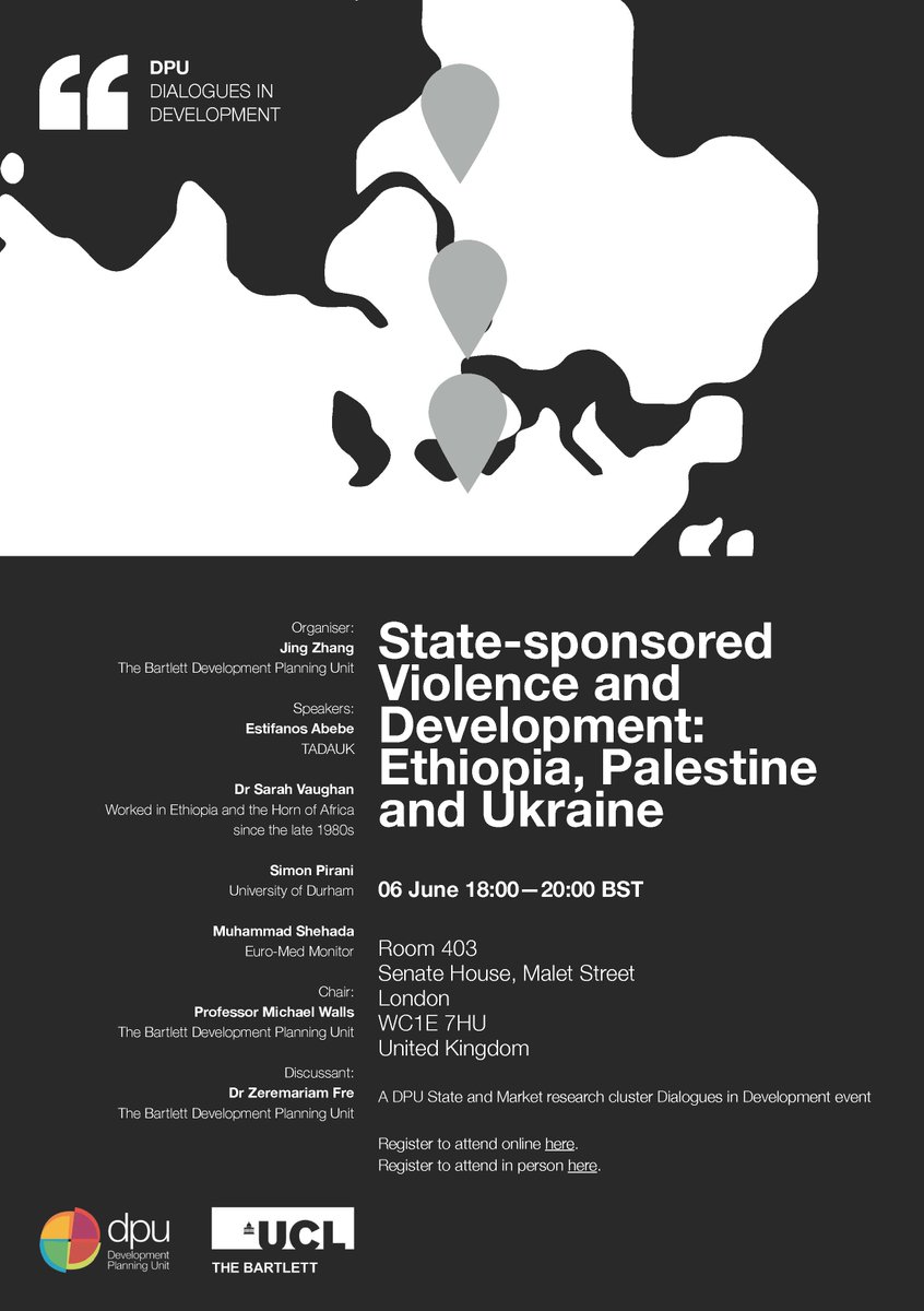 Hi all, in case you are around next Tuesday evening, do join us at Senate House 403 for the event about the role of the state in conflict and development. 😁