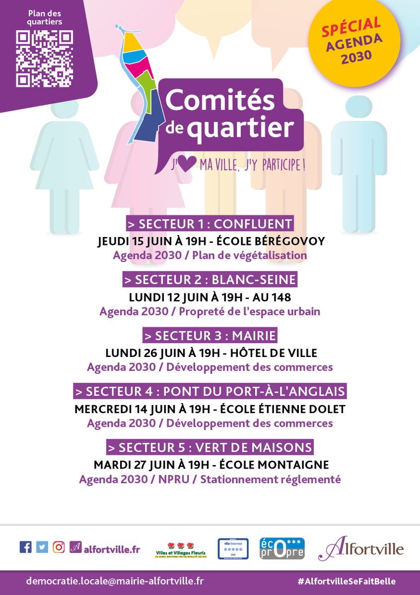 [Les Comités de quartier - Secteur 3 : Mairie]

📍 Rendez-vous le lundi 26 juin à 19h à l’Hôtel de Ville, place François Mitterrand.

ℹ️ Plus d'infos : democratie.locale@mairie-alfortville.fr

#AlfortvilleCitoyenne #DemocratieLocale #ComitesdeQuartier