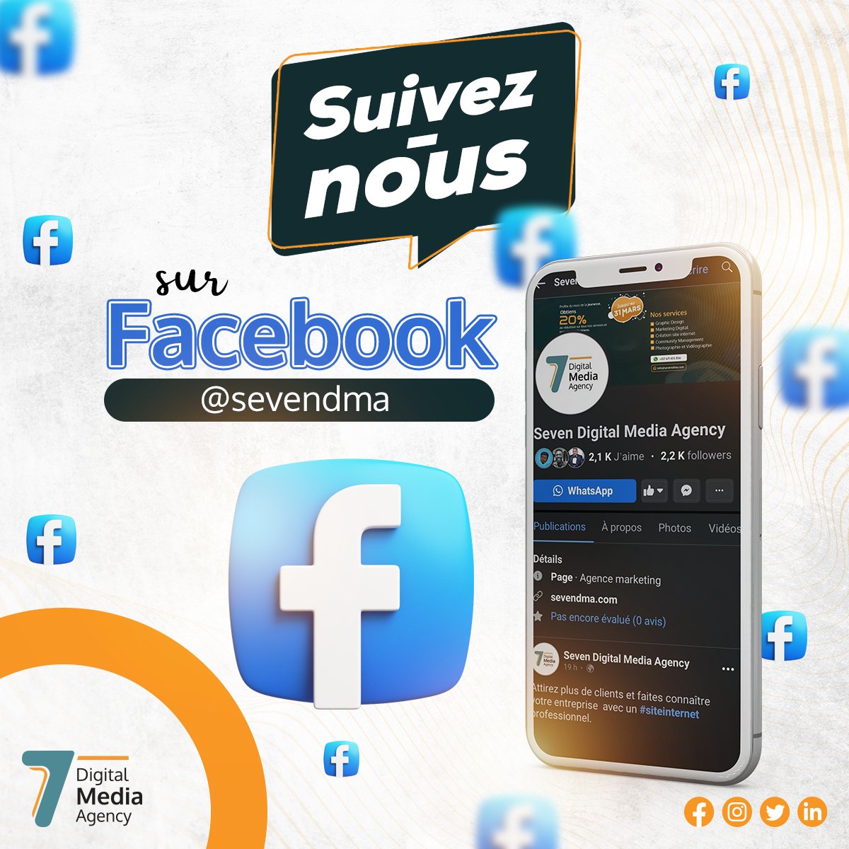 seven_dma's tweet photo. Suivez-nous sur facebook 👉https://t.co/mzHjnBq4Cb pour ne manquer aucune de nos offres.😉

#Sevendma #socialmedia #digitalmarketingagency https://t.co/0dEUW6K5aV
