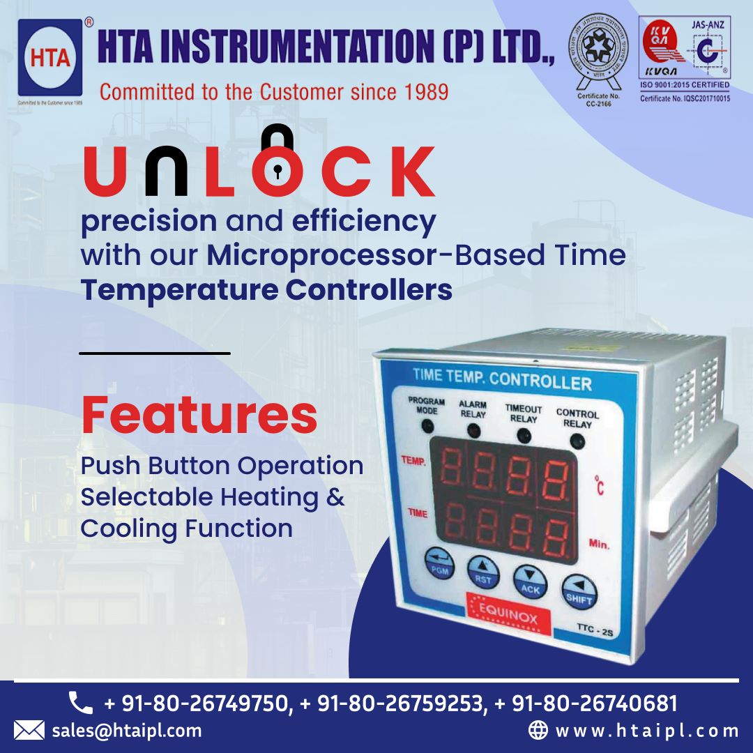 htaipl's tweet image. Unlock precision and efficiency with our state-of-the-art Microprocessor-Based Time #TemperatureControllers. Take control of your processes and optimize performance like never before 
Visit: htaipl.com
📞+ 91-80-26749750, + 91-80-26759253, + 91-80-26740681
#htaipl
