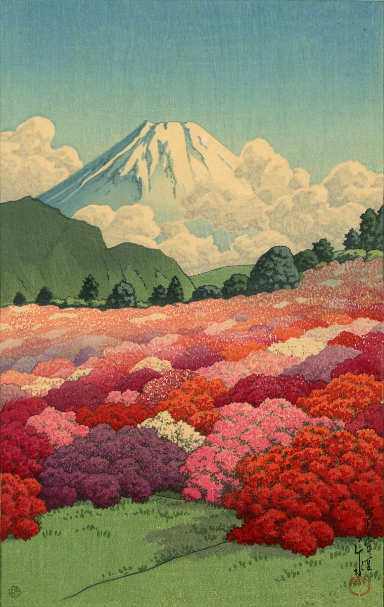 Kawase Hasui 
View of Mt. Fuji from an Azalea Garden, 1935