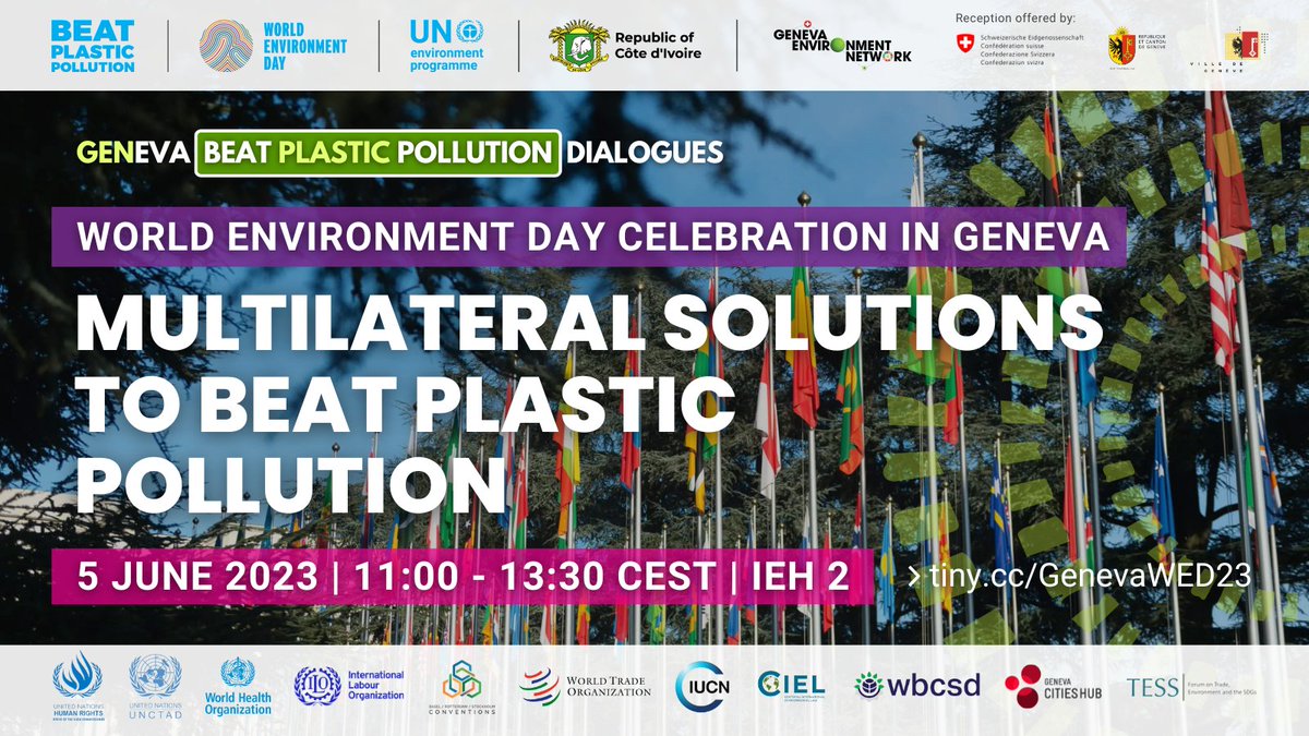 To celebrate the 50th #WorldEnvironmentDay, join this event on multilateral solutions to #BeatPlasticPollution across #InternationalGeneva.  

🗓5 June 
📍Hybrid 
📝 bit.ly/3N52R9N