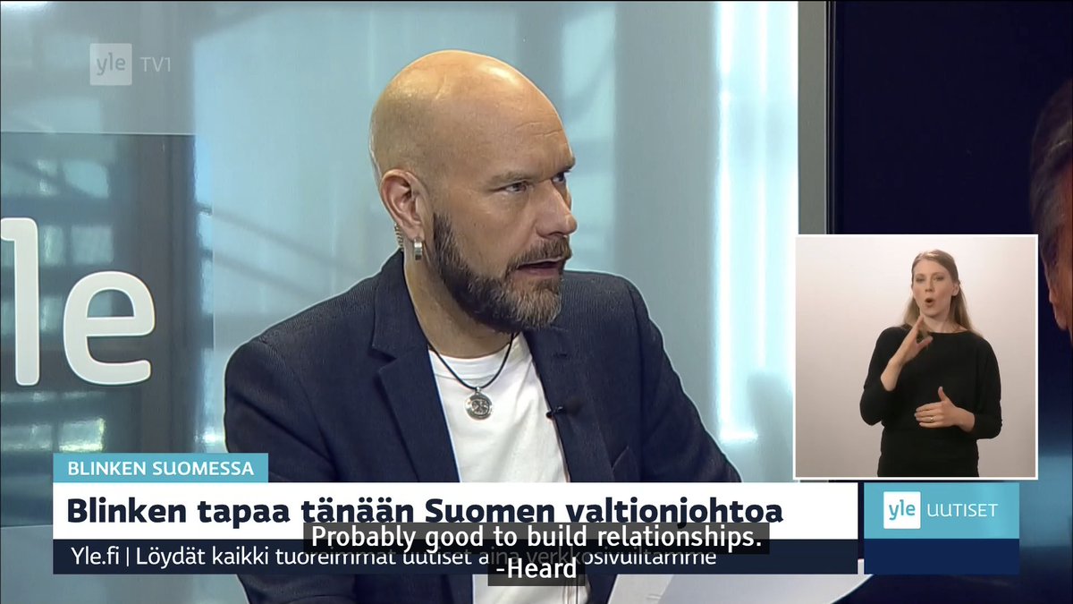 Randomly watching this coverage of Secretary Blinken visiting Finland and the presenter is got full-on earrings, and is just wearing a t-shirt and a suit jacket (business casual).

When are we gonna get cool peeps like this on American television?