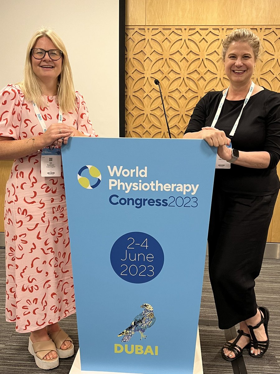 clairehamshire's tweet image. @GillRphysio and I representing @SalfordUni at   #wcpt2023