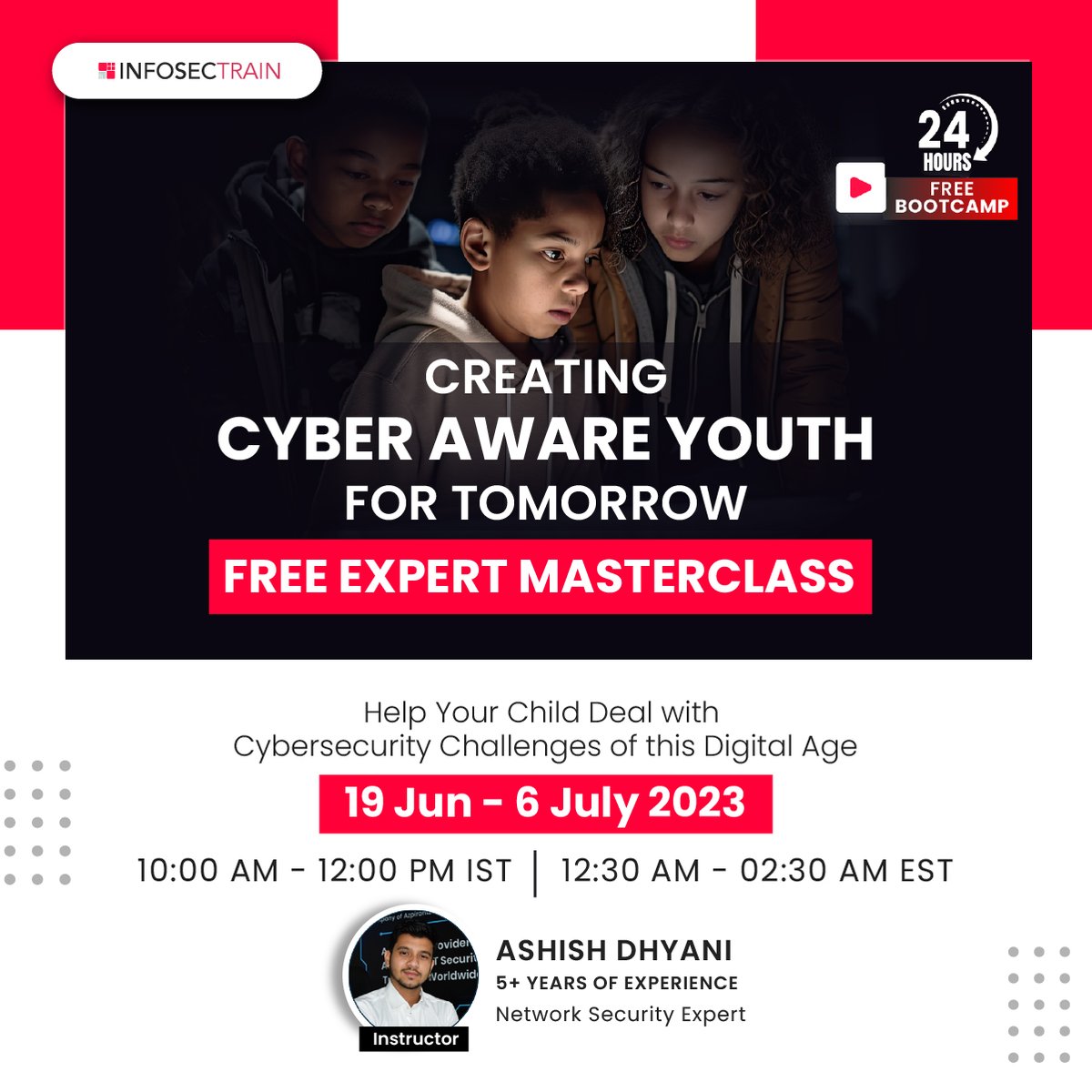 12 Days Workshop : Cyber Awareness Masterclass for Youngsters
Date📆 19 Jun to 06 July (Mon -Thru)  Time ⏰10:00 AM -12:00 PM (IST)
Speaker: Ashish

Register Now: buff.ly/3WKoLCa 

#cybersecurity #cyberawarness #becyberaware #infosec #infosectrain #learntorise
