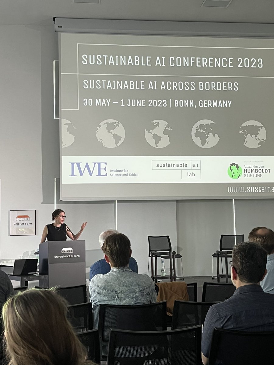 I should be exhausted, but I'm buzzing from the #SustainableAI discussion over last few days. Thank you @aimeevanrobot & her @iwe_bonn team for putting on this event. So many great papers by the incredible scholars working in this space @LeverhulmeCFI @ShannonVallor