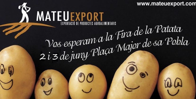 MateuExport's tweet photo. Vos esperam a tots al nostre stand de sa plaça!!!!! #newpotatoes #mallorca 🥔🥔🥔🥔 https://t.co/dBwn6Ppovi