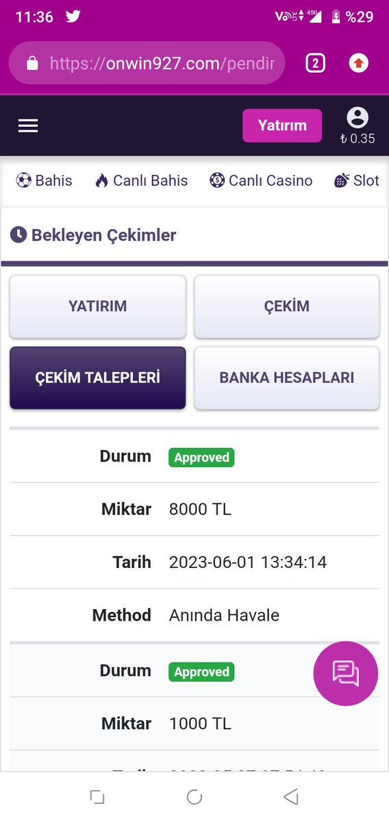 Onwin ile kazandım .