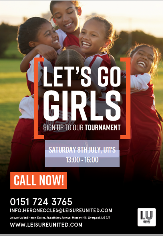 LET'S GO GIRLS 👧 | Leisure United are hosting their Let's Go Girls U11s tournament on 8th July! 🏆 To get your daughter involved: ☎ 0151 724 3765 📧 info.heroneccles@leisureunited.com 🖱 leisureunited.com