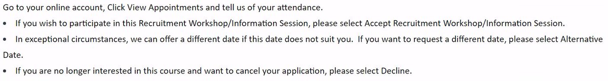 DAHeretoHelp's tweet image. If you have applied to a course you may be invited to a recruitment workshop, if you do please accept to let us know you are coming, request alternative if you cannot make that date/time or decline to withdraw your application. need help contact our Help Points 📱💬