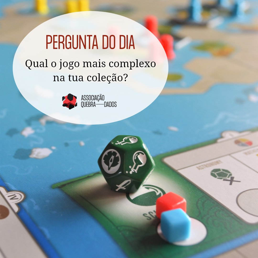 quebradados's tweet photo. Pergunta do Dia:
Qual o jogo mais complexo na tua coleção?

No nosso espaço, segundo as classificações do BoardGameGeek, o jogo mais complexo nas nossas estantes é o On Mars 👽

(A fotografia é do jogo Tapestry)

#boardgames #jogosdetabuleiro #tapestry #eurogames https://t.co/CdjHwaAmI4