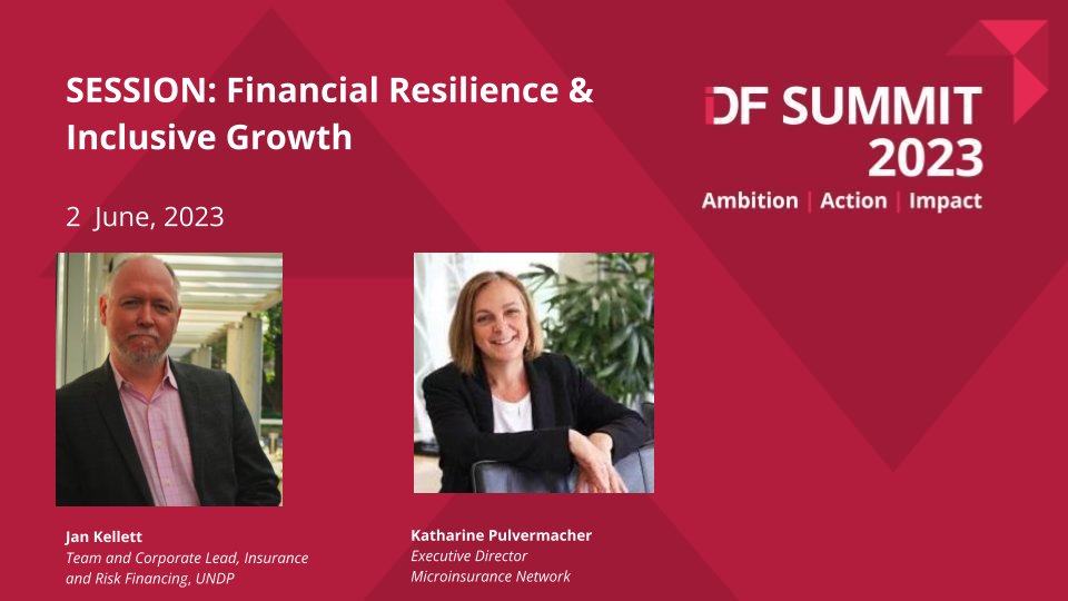 🔴 LIVE from #IDFSummit2023 - DAY 2⃣:
ow.ly/ykpm50OCEX4

Join the session w/ @JanKellett, #Insurance4SDGs Team Lead, on 'Financial #Resilience & #Inclusive Growth' - High-level insights from the Human Development Report. (10:50 Zurique Time)

#IRFF