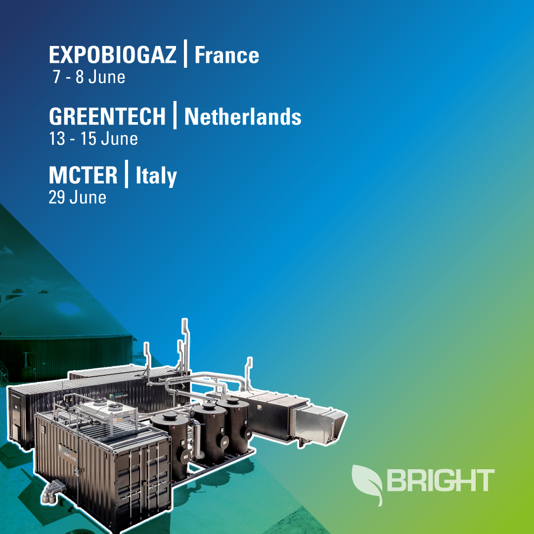 Visit Bright at the upcoming events, the Bright team is looking forward to welcoming you to each #event and telling you more about our technologies; biogas upgrading, CO2 liquefaction, and carbon capture.

Learn more → bright-renewables.com/events

#biogasupgrading #carboncapture
