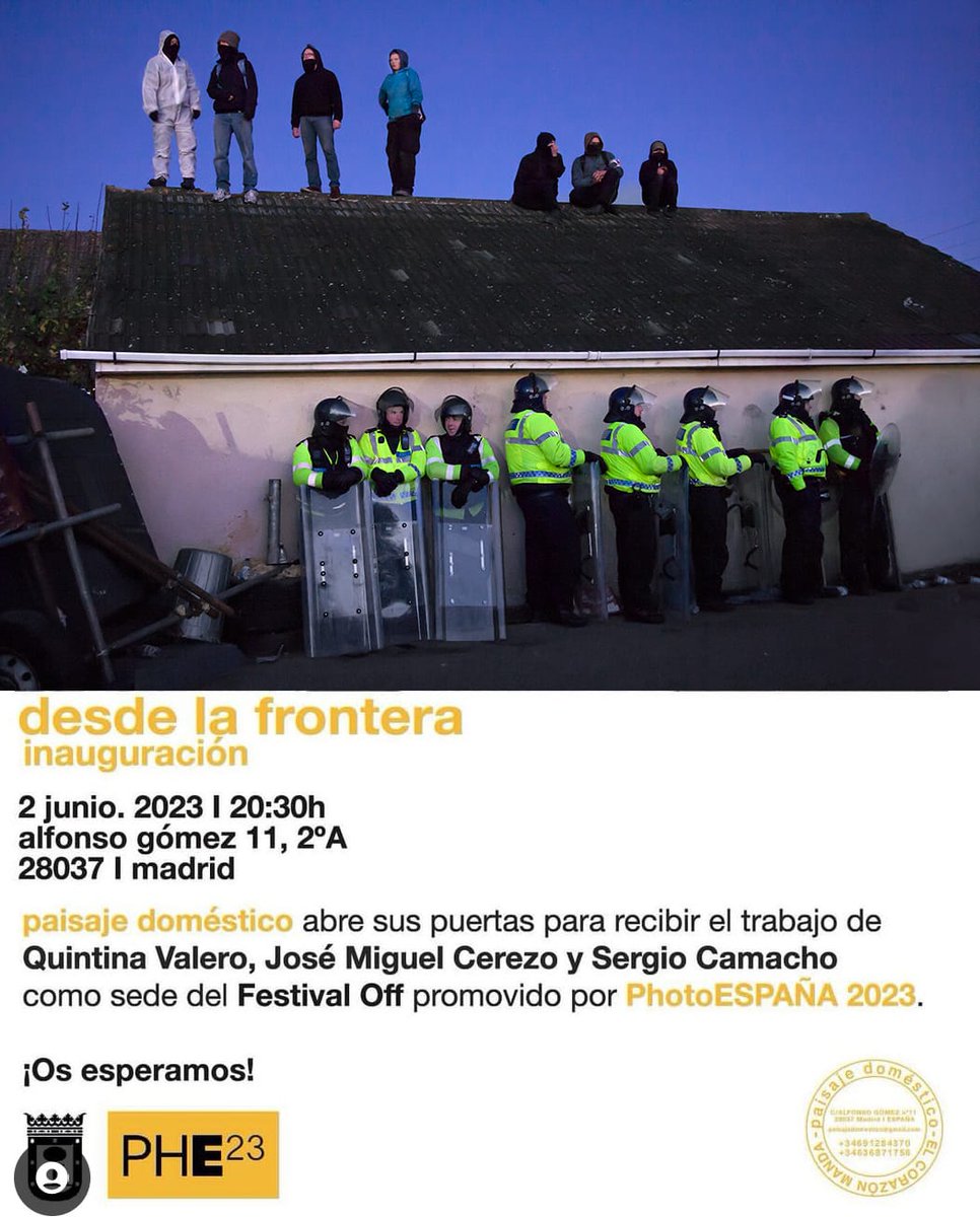 QuintinaV's tweet photo. Opening exhibition tonight at #paisajedomestico as, part of #PHotoESPAÑA #travelers #eviction #borders #frontiers https://t.co/6mWMsITq9m
