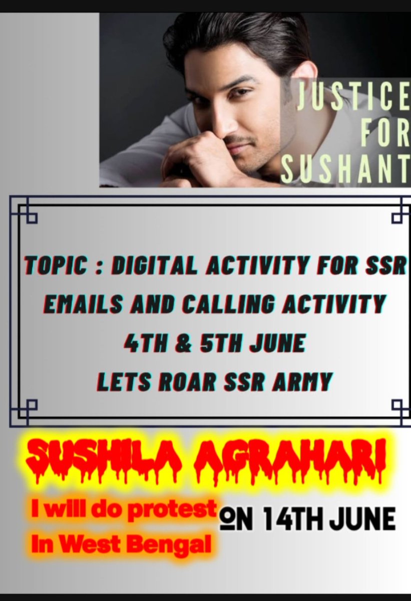 All the TRUE SSRIAN get ready 14 june is coming forget all the personal fights and let's get united and fight for Justice For SSR. @PorwalGudi30119 @manishavak @Deenuboy @hi_niksh @MgmNaik @kajal_krish @deepali53882005 @vinodku45943290 Special thanks to Abhishek vaid
