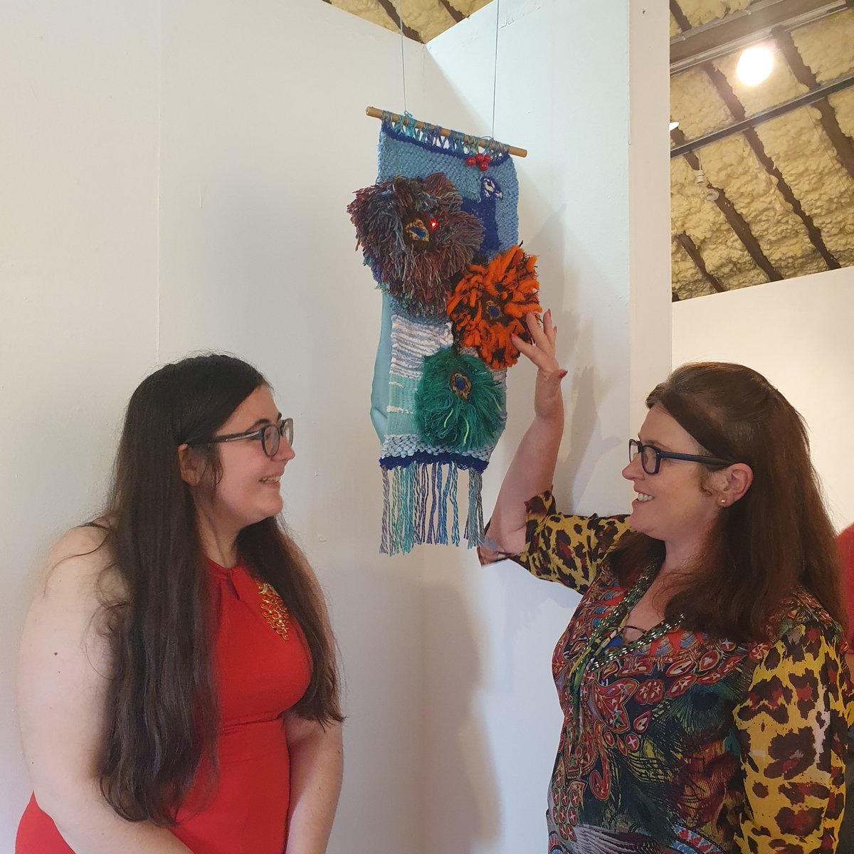 Lorna Drennan joined our 'Re-Fashioning the Future' #eTextiles workshop series last year and is now showcasing her newly acquired eTextiles skills with 'Peacock', an eTextile woven wall hanging at the Grennan Mill Craft School graduate show. #innovation #textileinnovation