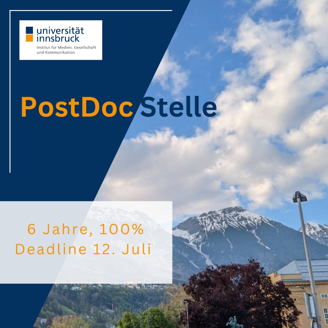 Viorela Dan (@vioreladan) on Twitter photo šš¢ š¢š
(Fast) fertig mit der Promotion und auf der Suche nach einer #PostDoc-Stelle?
Traumhafte Bedingungen im wunderschƶnen #Innsbruck: š² šš®šµšæš², šš¬š¬%
Schwerpunkt: š š²š±š¶š²š»šš®š»š±š²š¹ (weitgefasst)
šļø#Deadline 12.07.
Fragen gerne an mich
lfuonline.uibk.ac.at/public/karrierā¦ šš¢ š¢š
(Fast) fertig mit der Promotion und auf der Suche nach einer #PostDoc-Stelle?
Traumhafte Bedingungen im wunderschƶnen #Innsbruck: š² šš®šµšæš², šš¬š¬%
Schwerpunkt: š š²š±š¶š²š»šš®š»š±š²š¹ (weitgefasst)
šļø#Deadline 12.07.
Fragen gerne an mich
lfuonline.uibk.ac.at/public/karrierā¦