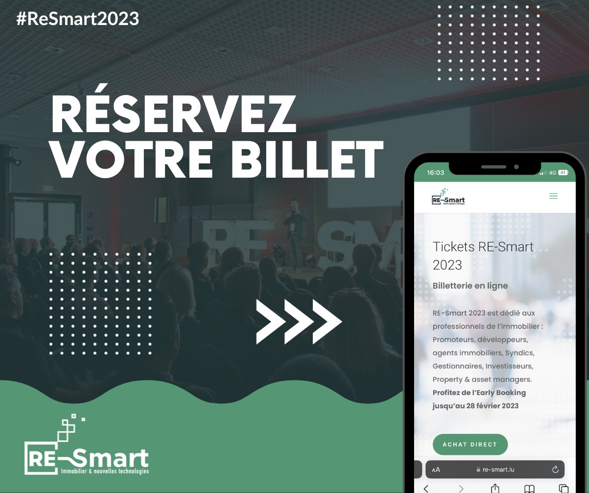 ReSmart2023's tweet image. Réservez vos billets pour avoir accès au salon, studio live, conférences, network lunch et network drink❗
Cliquez sur le lien pour réserver votre billet ! 👇
re-smart.lu/tickets/

#Resmart2023 #immobilier #innovation