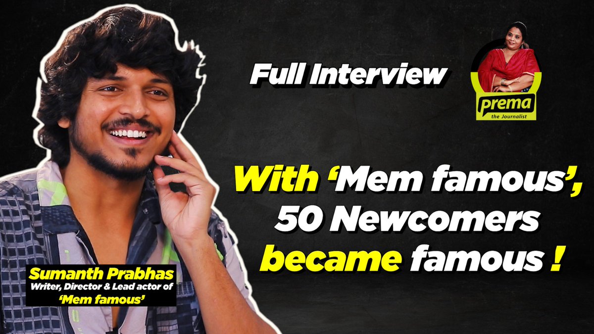 Here's link to my interview with the young talent, and Mem Famous actor Sumanth Prabhas @SumanthPrabha_s 

youtu.be/krfRBhvDvCE

Live Now on @premajournalist channel 

@thepremamalini 
#memfamous #sumanthprabhas #premathejournalist #chaibisketfilms #sharatchandra #anuragreddy