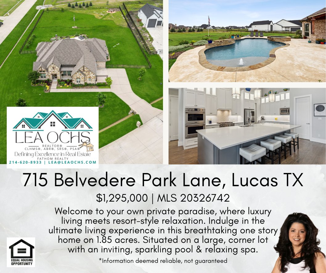 Welcome to your own private paradise, where luxury living meets resort-style relaxation.
#listwithlea #justlisted #texasrealtor #texasrealestate #texasrealestateagent #northtexasrealestate #txrealestate #dfwrealtor #dfwrealestate #collincounty #lucastx #luxuryrealestate #texas