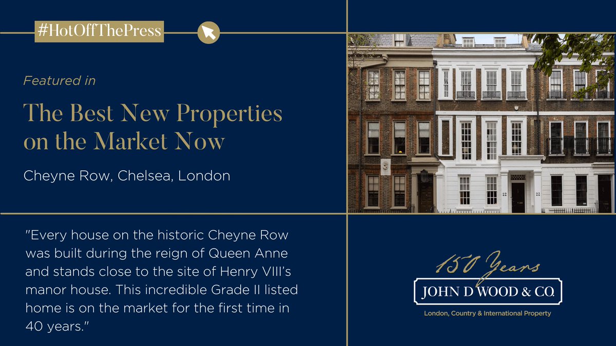 #HotOffThePress Featured in Country & Town House's 'The Best New Homes on the Market Now' is this exceptional property on Cheyne Row in Chelsea. On the market with our office in Chelsea Green, read more about the house here: countryandtownhouse.com/cth-life/prope…