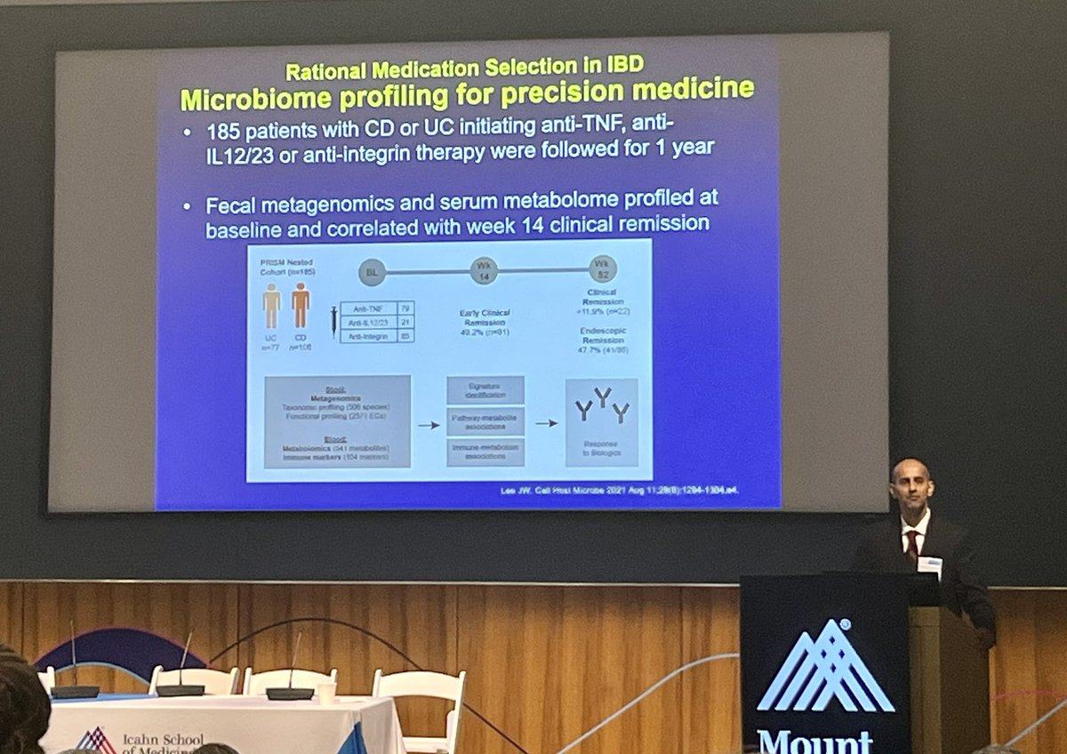 .@AshwinMDIBD giving the Lloyd Mayer lecture at @MSHS_IBDCenter @DOMSinaiNYC on rational selection of meds, the impact of prior tx, & microbiome understanding all for the development of precision medicine for #IBD patients. Congrats! And wonderful lecture!