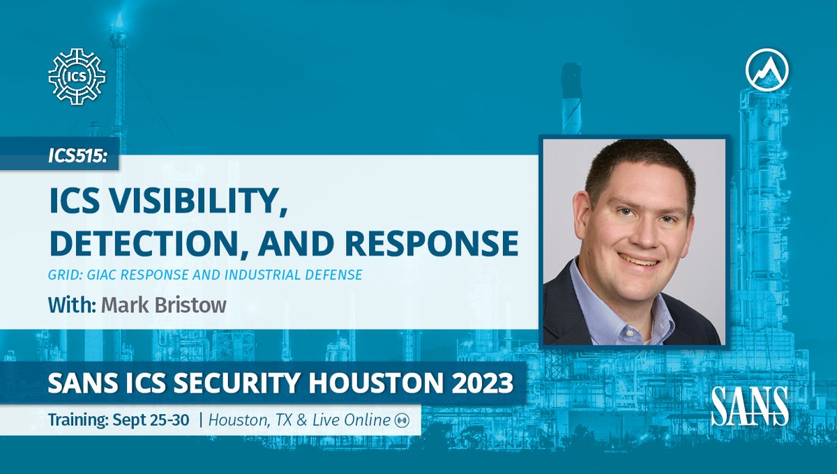 Really looking forward to <a href="/SANSICS/">SANS ICS</a> in Houston Sept 25-30th.  Great opportunity to learn how to better defend our infrastructure!  Also join us for a FREE Summit @ Night on Tuesday, September 26 to get an update on the state of OT security.  Register here: sans.org/cyber-security…