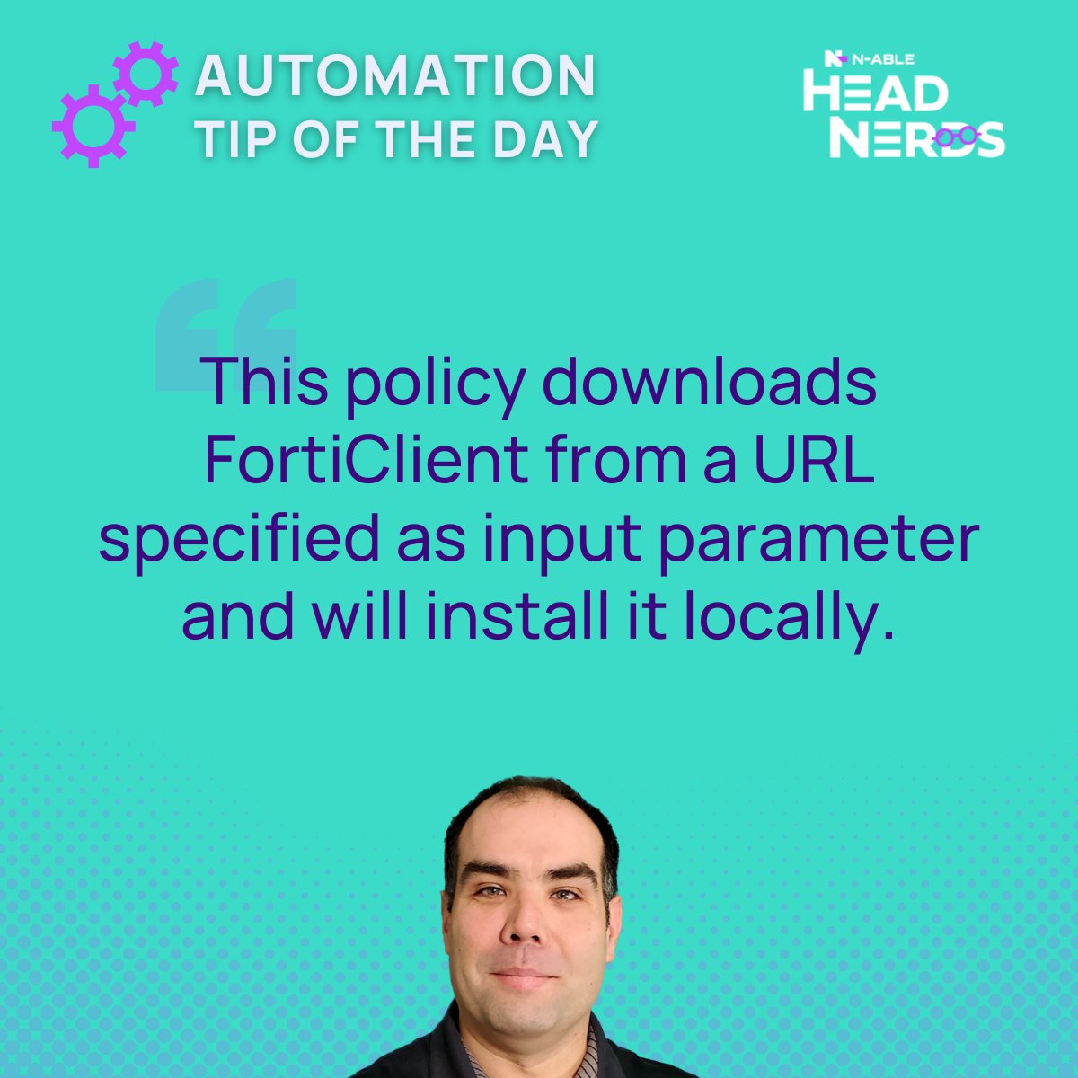 automation_nerd's tweet image. #AutomationTip: This policy downloads FortiClient from a URL specified as input parameter and will install it locally. This script was submitted by Brett Dawson at NetEffect. Thanks for your submittal!
spr.ly/6019OmopL
#Fortinet #ITservices #MSP