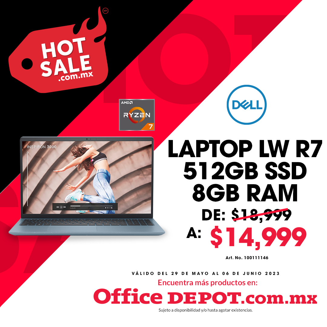 Office Depot México on Twitter "¡Llegó Hot Sale a Office Depot! Laptop Dell LW R7 512GB SSD 8GB