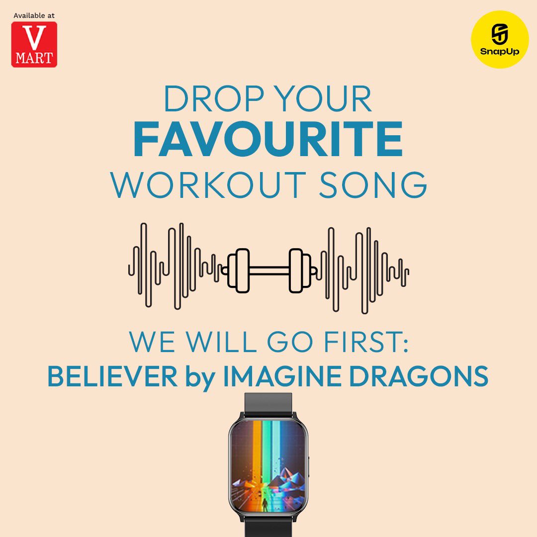 Drop your favourite #WorkoutSong in the comments section.

#SnapUp #BeASnapper #snapods #SnapUpYourLife #ANC #earbudswireless #enc #tws #earbuds #ActiveNoiseCancellation #BluetoothNeckband #WirelessNeckband #SmartWearables #Believer #ImagineDragons #Music #WorkoutPlaylist #poll