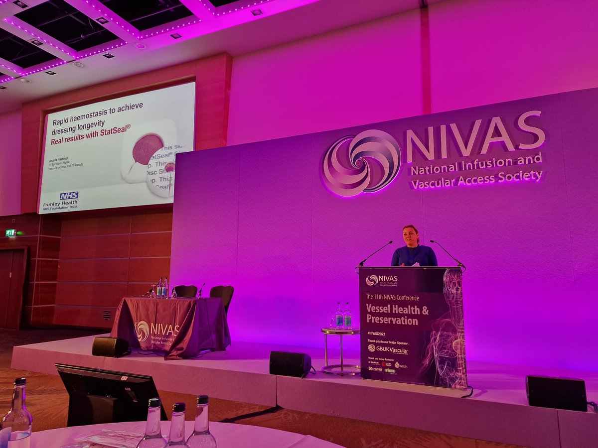 So proud of Angela Hastings, one of our vascular access CNS presenting the results of our StatSeal project @NIVAS_tweets conference sharing @FrimleyHealth best practice. She was brilliant