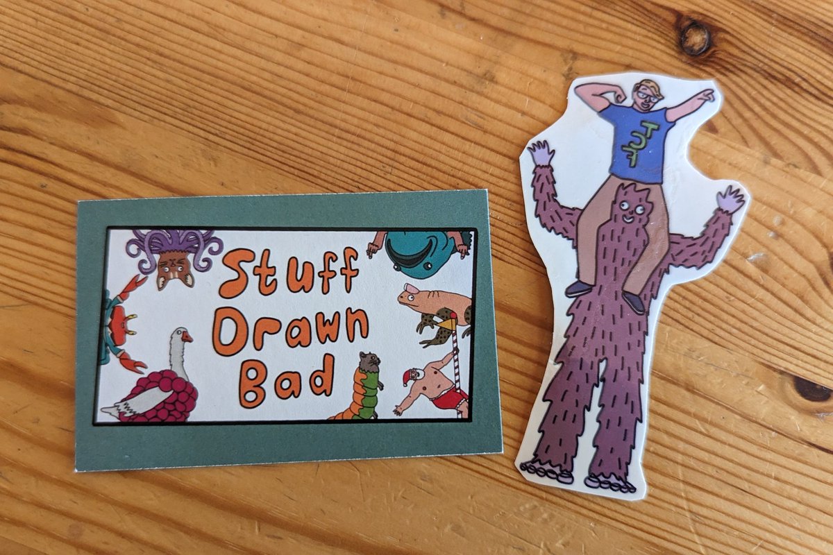 MonkysNPlaybils's tweet image. Did you know Charlie of @stuffdrawnbad was running around MCM handing out temporary tattoos of Rh*s riding Sasquatch? Because they're COOLER than me.

(It was so lovely to meet you, Charlie!!)
