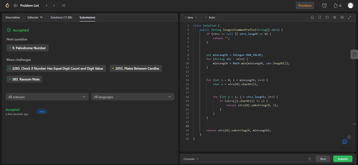 RishiGu50970814's tweet image. #100daysofcode
Day: 12
Topic: String Manipulation
I did 3 questions on string manipulation today.
#CodeProgress #CodeMotivation #programmingjourney #codelearning #datastructuresandalgorithms #dailycoding #String #dsa #java #softwaredevelopment