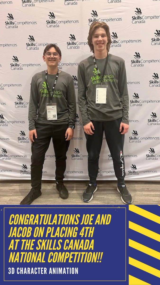The DLC is extremely proud of Joe for his 4th place finish at the 2023 Skills Canada National Competition in 3D Character Animation - Way To Go!!!!

#AnimationattheDLC